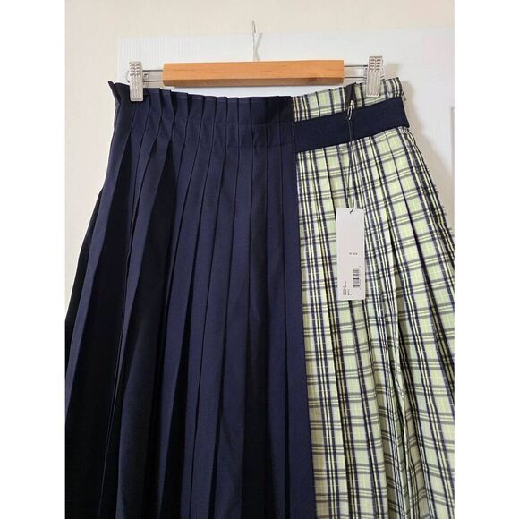 ADEAM Graf Skirt, check & Two Tone Pleated Navy Size 4 NWT $995 - Picture 4 of 10